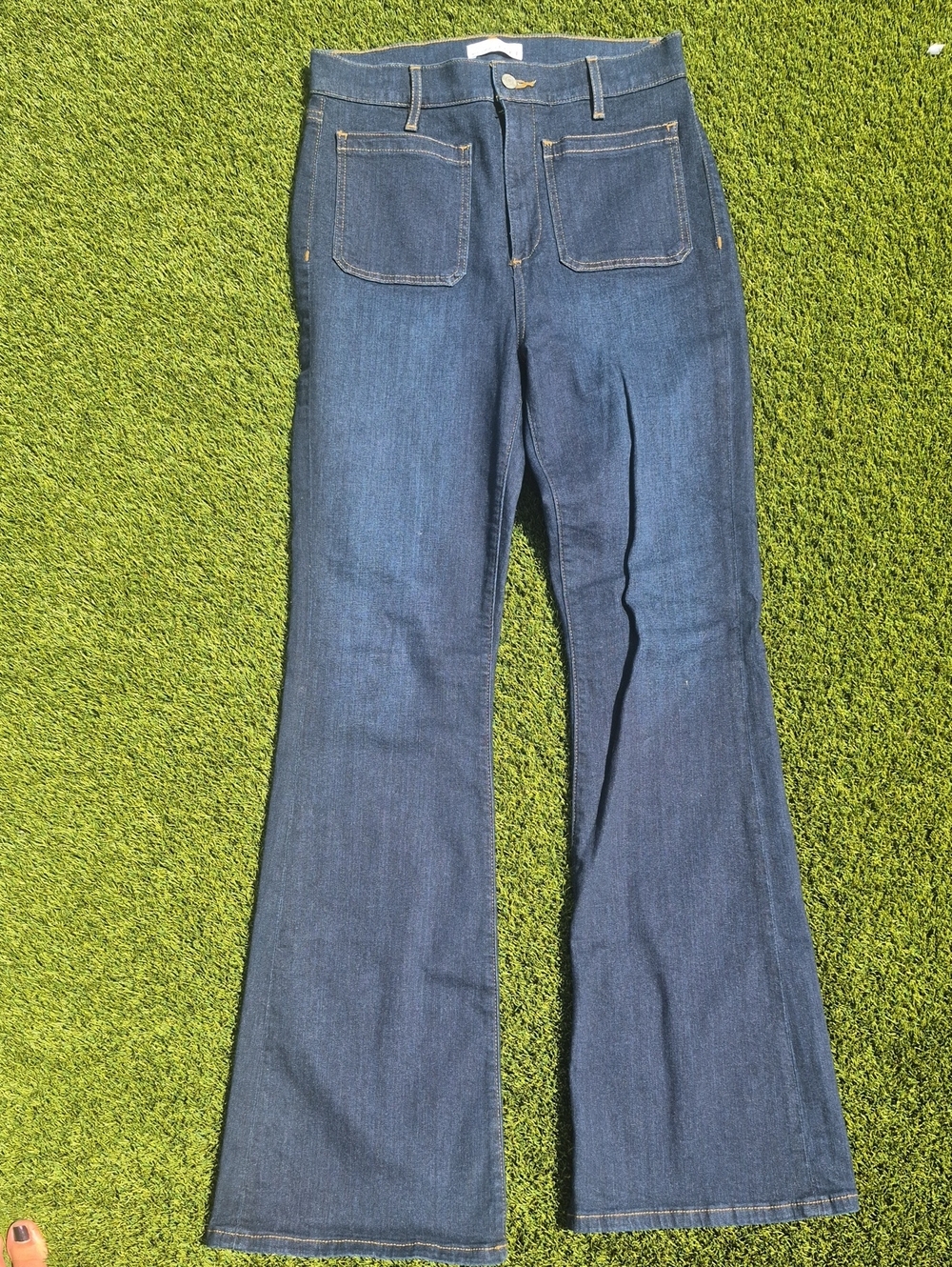 LOFT Dark Blue Wide Slim Leg Flare Jeans